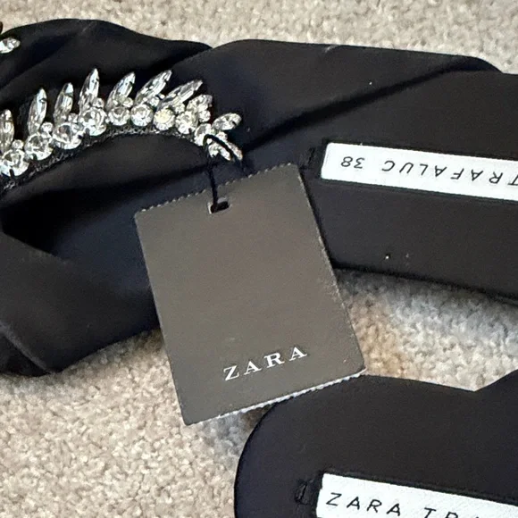 Zara Black Crystal Embellished Sandals - Picture 4 of 6